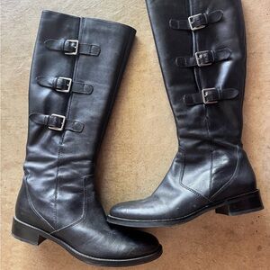 Ecco Black Leather Knee-High Boots